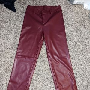 Faux Red Leather Pants